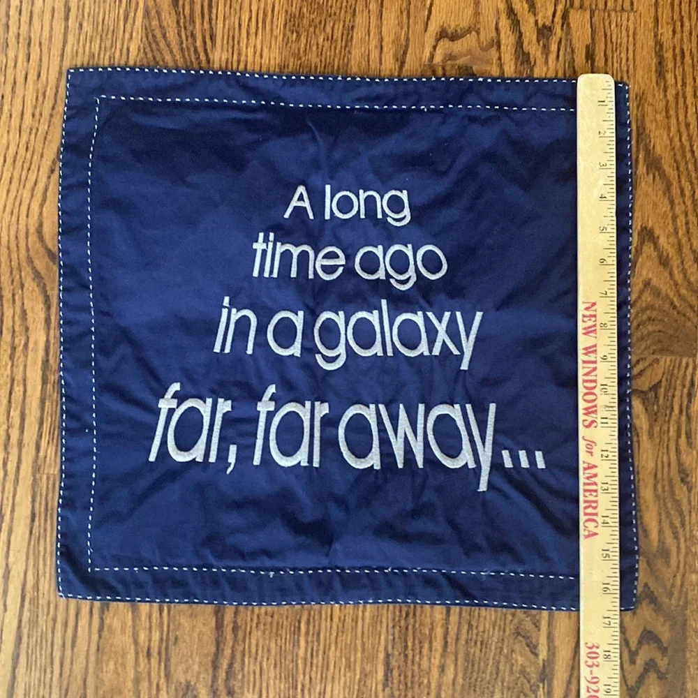 Pottery Barn Kids Star Wars navy pillow.  Galaxy Far Far Away. - Picture 4 of 7